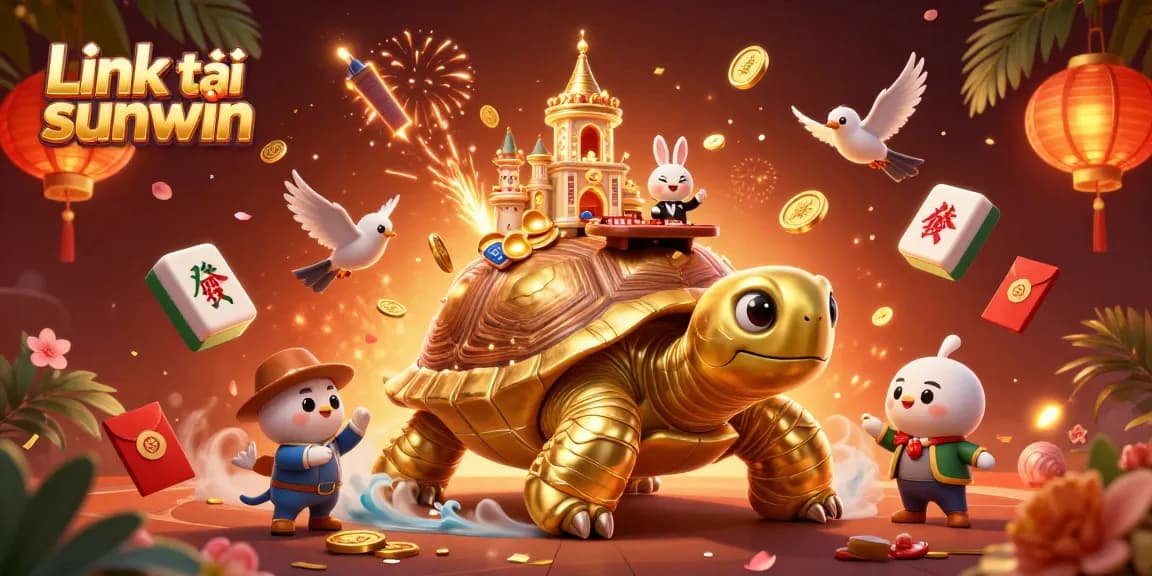 Play exciting games at Link tải sunwin, featuring a dynamic casino scene with colorful characters and elements.