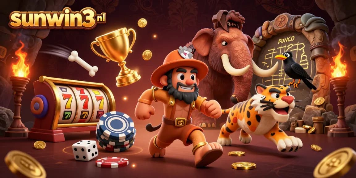 Play thrilling games at sunwin3 nl with caveman and sabertooth tiger in a prehistoric casino.