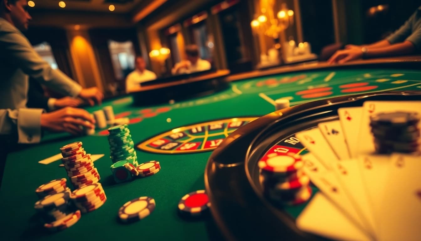 Experience the excitement of gambling at https://sunwin88.art/ with vibrant casino visuals featuring poker chips and roulette.