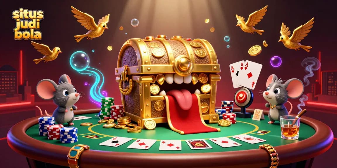 Situs judi bola illustration showcasing thrilling sports betting action with vibrant casino elements