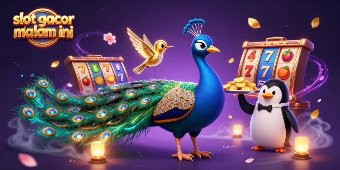 Playing slot gacor malam ini, a vibrant 3D scene showcasing luck with dazzling characters and game elements.
