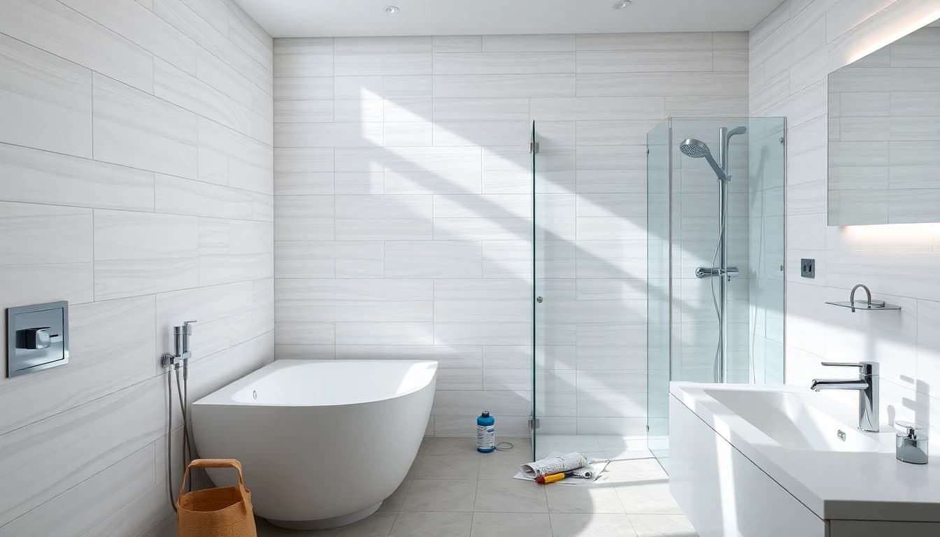 Die sonni sanitär GmbH bietet moderne Sanitärinstallationen in einem professionellen Badezimmer-Setup.