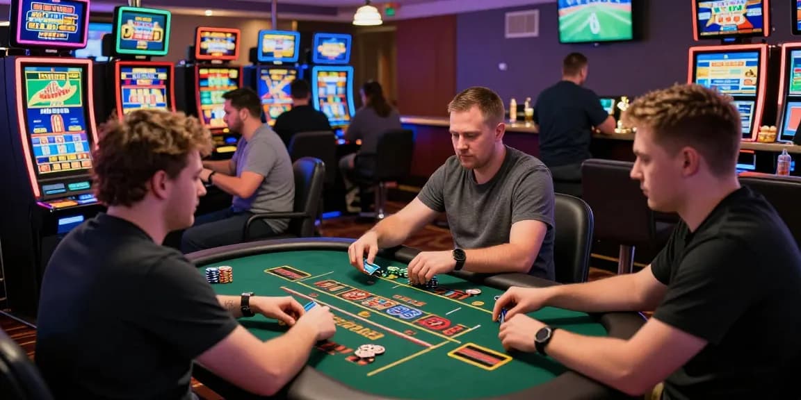 Players enjoying vibrant credit card casinos in the UK, engaging with interactive games and making transactions.