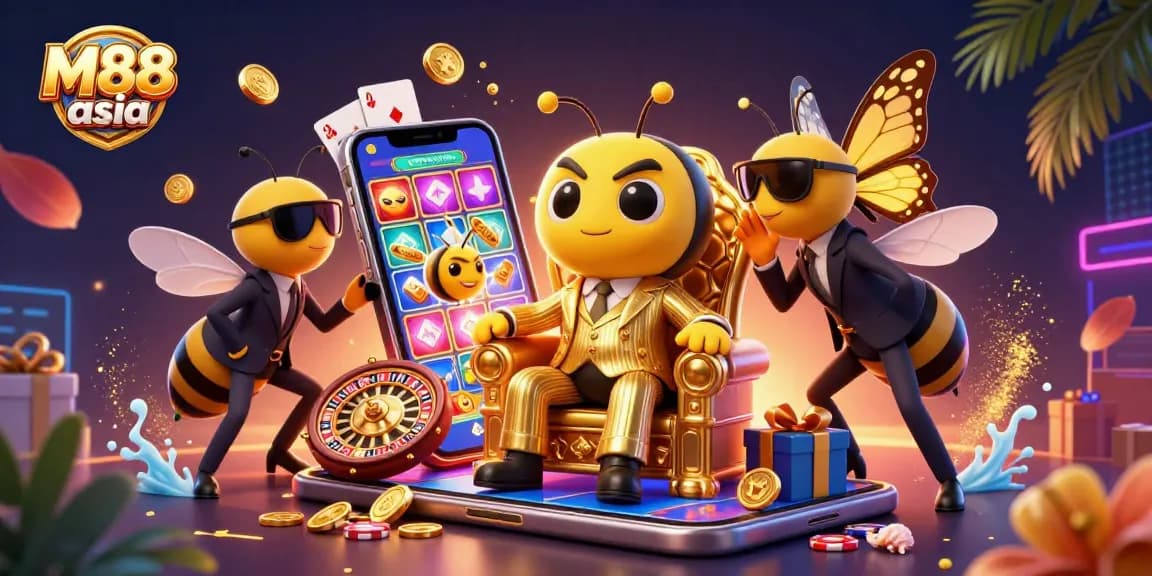M88 asia flaunts thrilling casino excitement with vibrant characters and dynamic gaming elements.