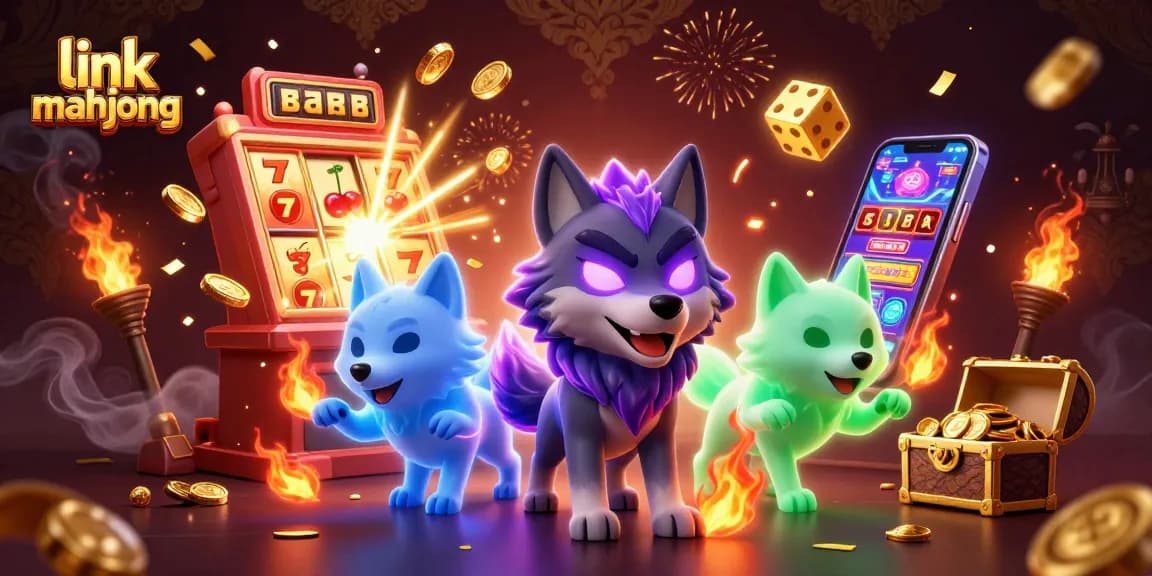 Experience thrilling gaming with link mahjong as colorful symbols burst from a jackpot slot machine.