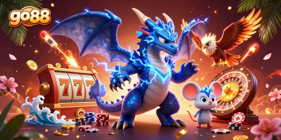 Engage with the vibrant go 88 casino world showcasing dynamic slot reels and animated characters