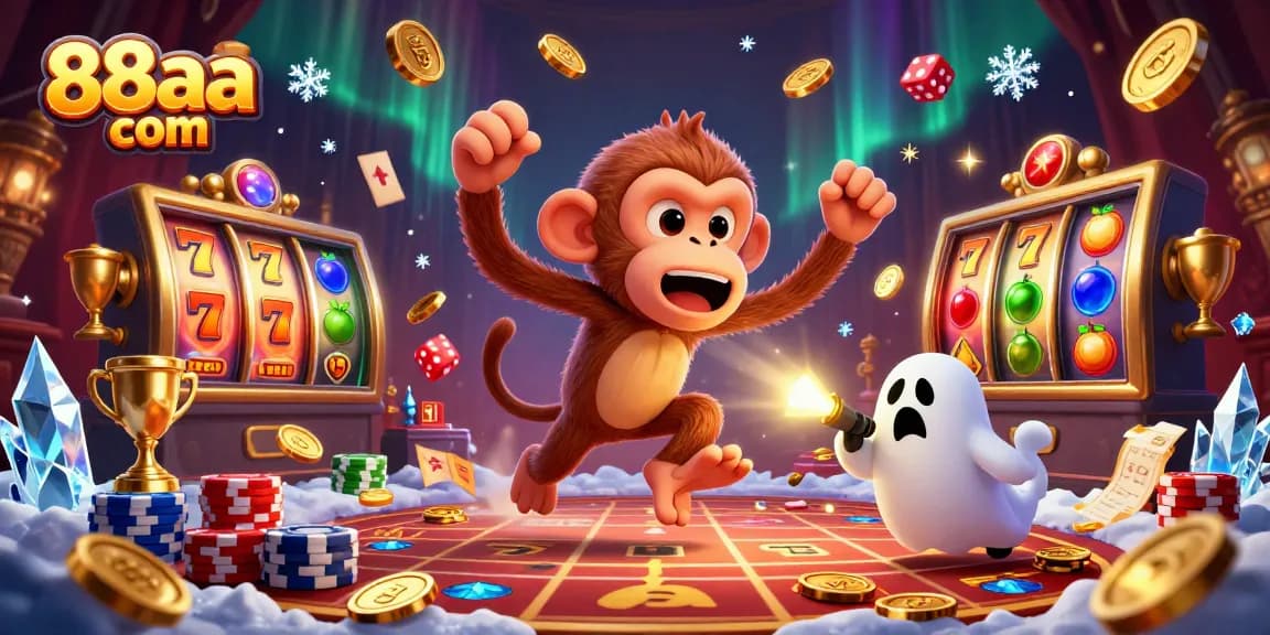 Experience excitement with 88aa com in a lively casino scene featuring playful characters and vibrant slot elements.