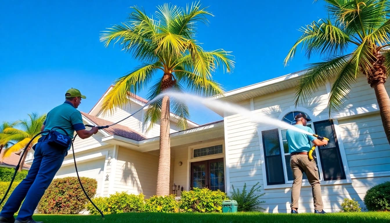 Soft wash service rejuvenating a home exterior in Kissimmee, FL.