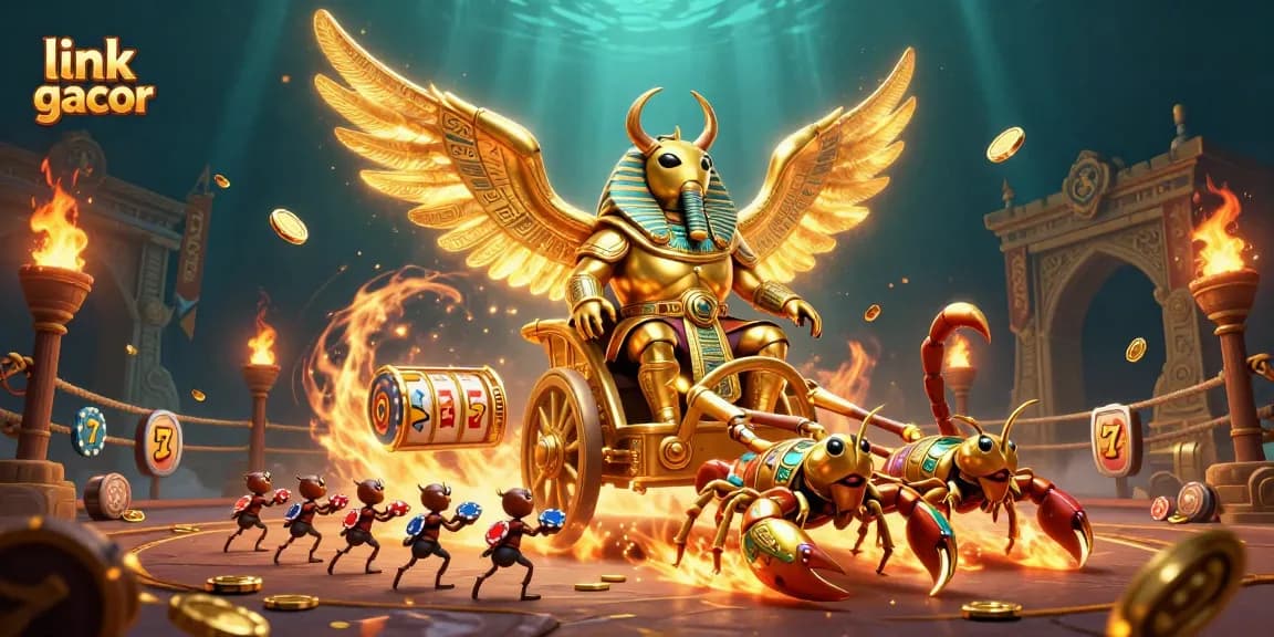 Experience the thrill of gaming with link gacor depicted in a vibrant, dynamic 3D casino scene.