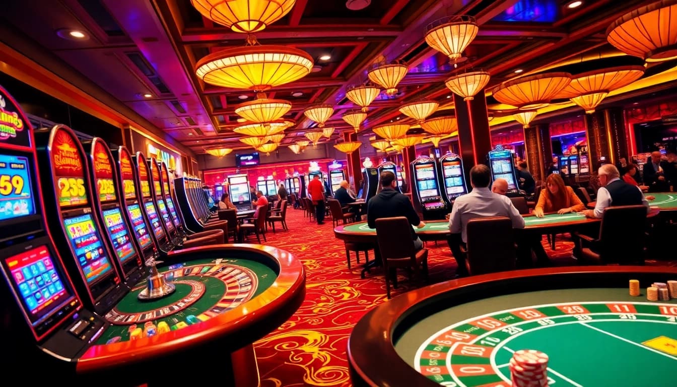 Experience the thrilling ambiance of gambling at https://jun88.buzz/, featuring vibrant casino games and excited players.
