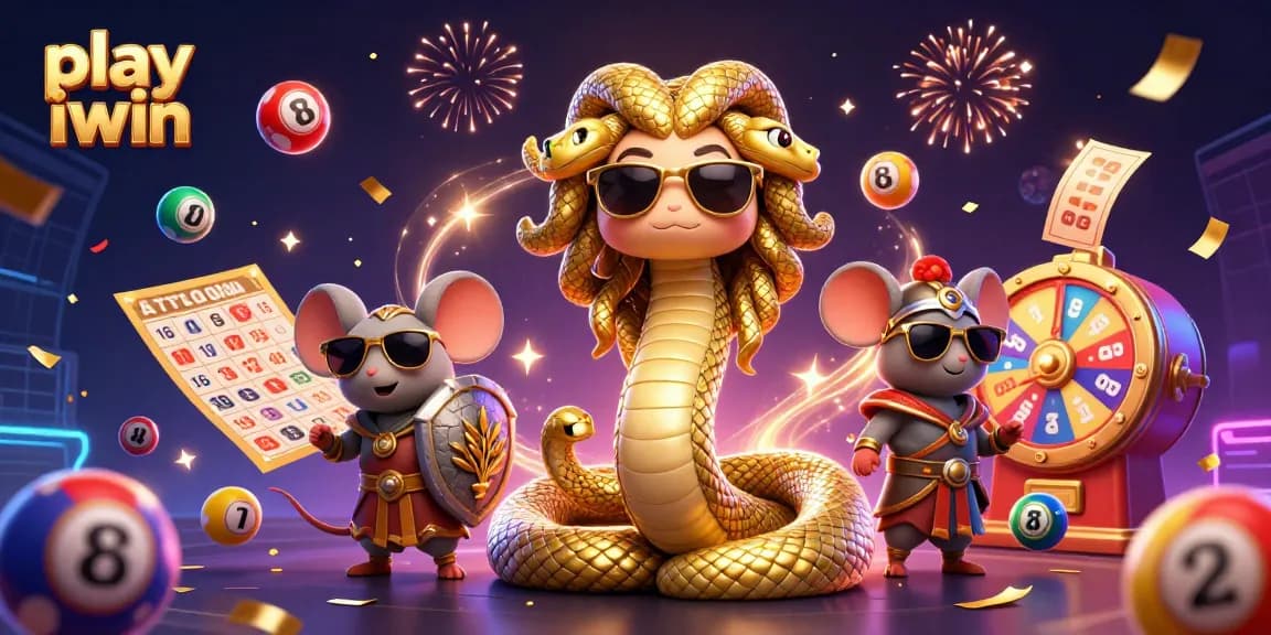 Play iwin with vibrant lottery elements and characters in a dynamic casino scene.