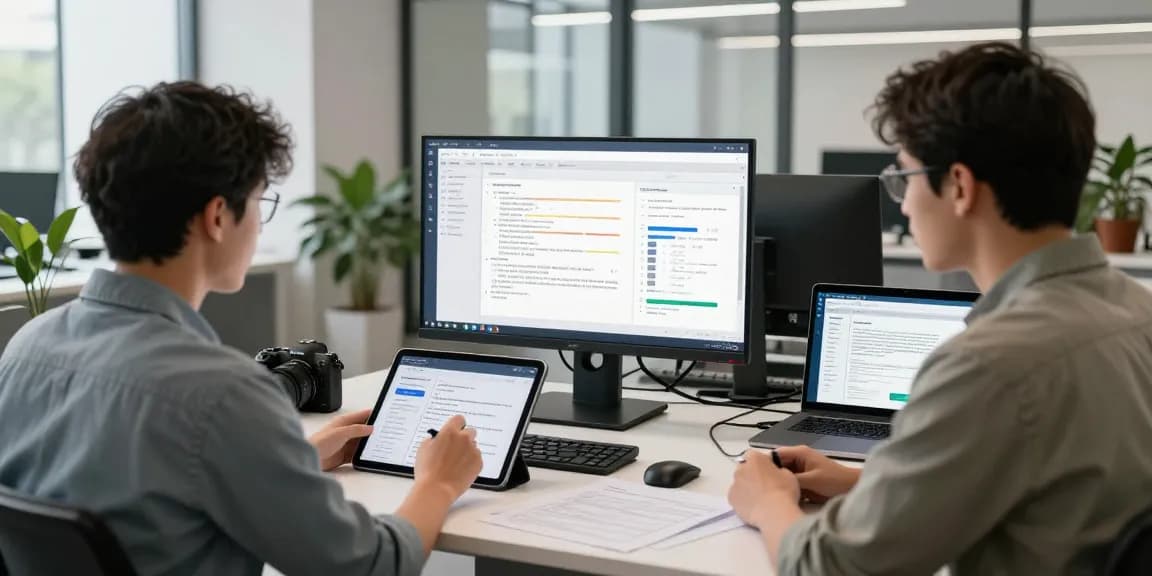 Detect fake PDFs with advanced AI technology in a modern workspace.