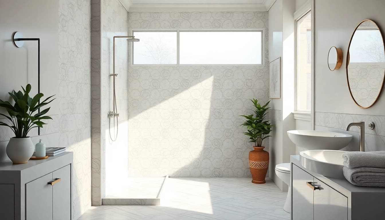 Stylish elegant showers au with luxury fixtures and serene bathroom design.