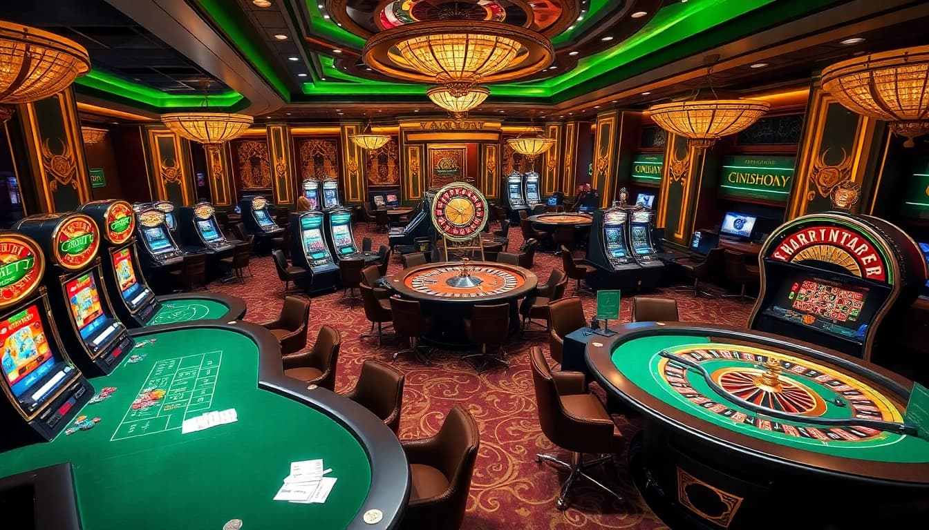 Experience the thrilling atmosphere of 12bet with vibrant casino tables and exciting gambling action.
