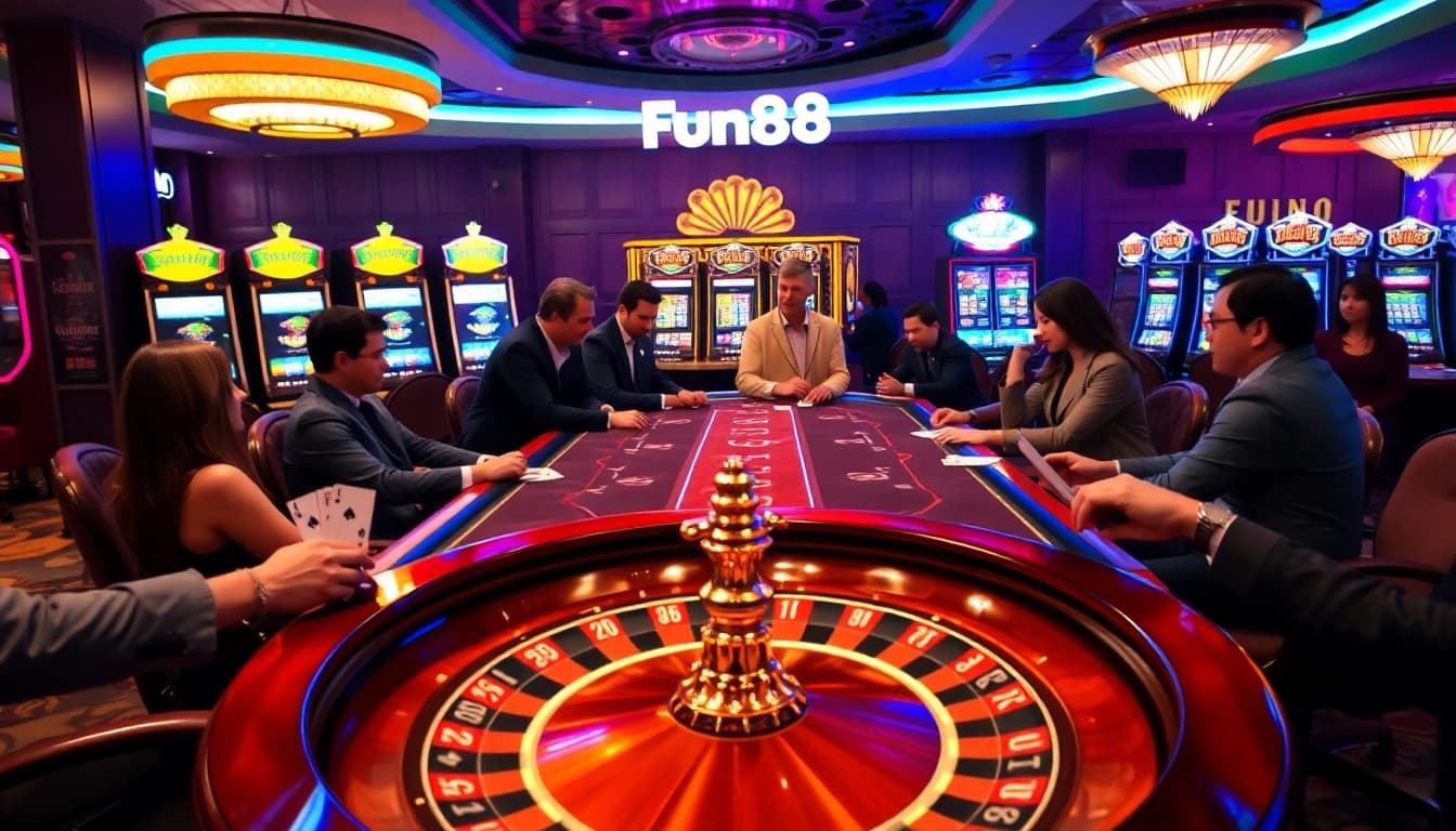 Winning players at the Fun88 link casino table celebrating their success.