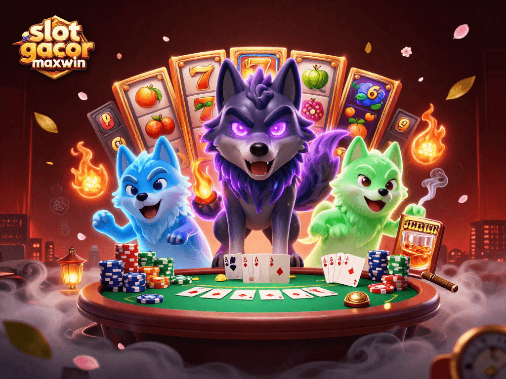 Slot gacor maxwin menghadirkan suasana kasino yang dinamis dan memikat dengan serigala dan elemen permainan.