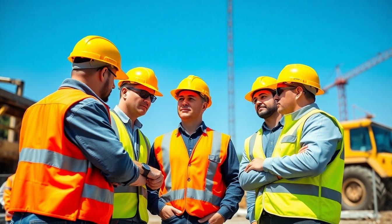 Workers engaging in construction safety programs at a well-supervised site.