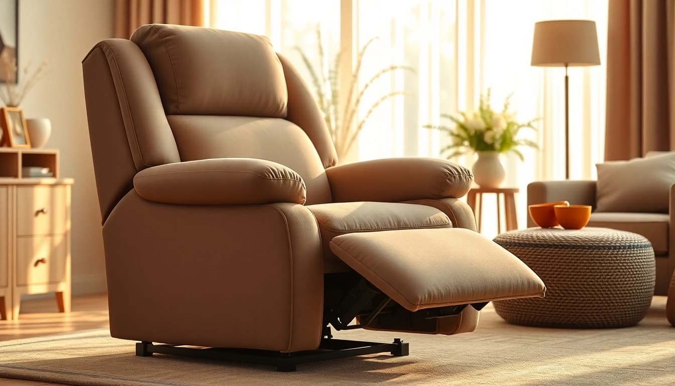 Discover a cozy reclining lift chair with heat and massage in a stylish living room.