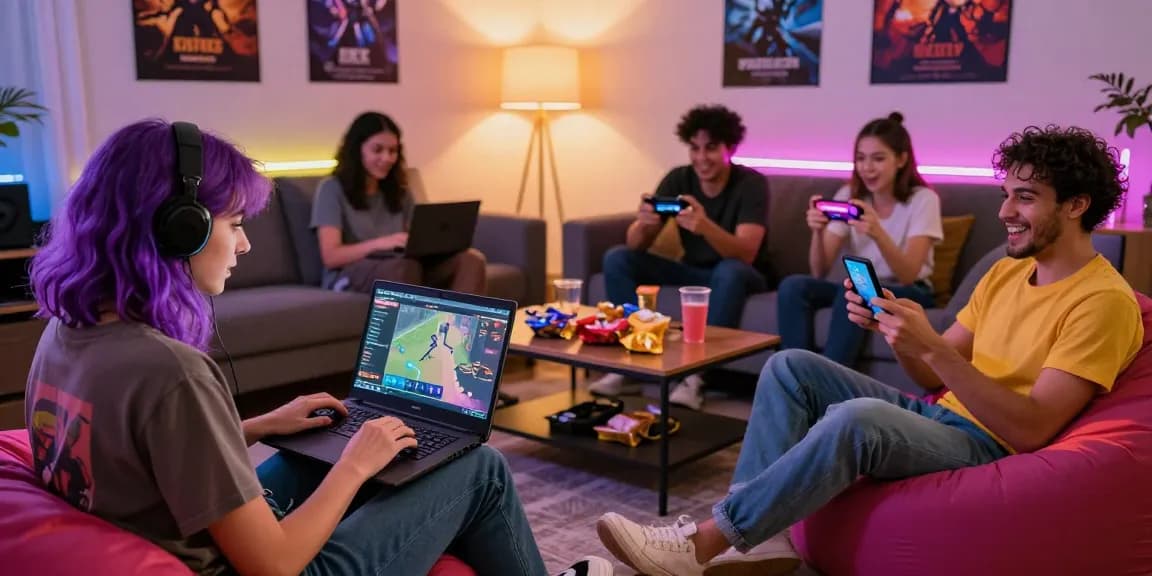 Friends enjoying adult games online in a cozy living room atmosphere.