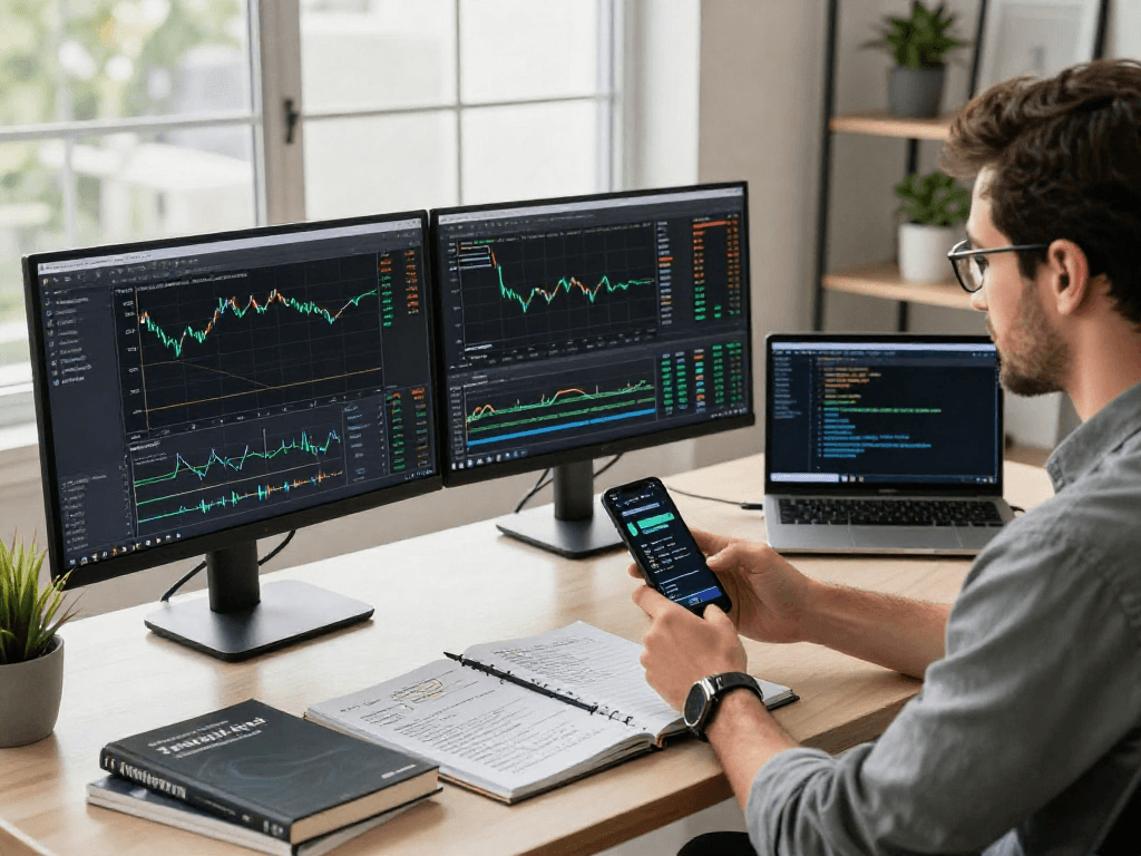 TradingView官网交易者在现代工作空间中分析市场图表，展示专业工具与技术分析。