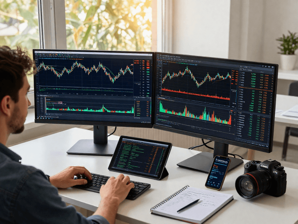 MetaTrader 5 trading space with charts and modern tech tools for market analysis