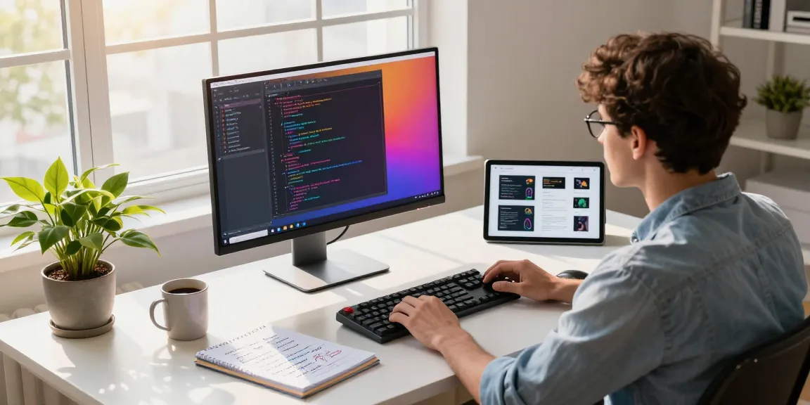 Developer working with the 纸飞机中文版 application on a vibrant coding screen in a modern workspace.