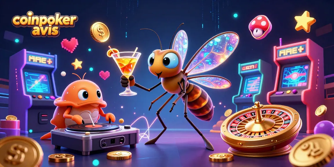 CoinPoker avis sur une plateforme ludique combinant jeux de casino, animation et énergie colorée.