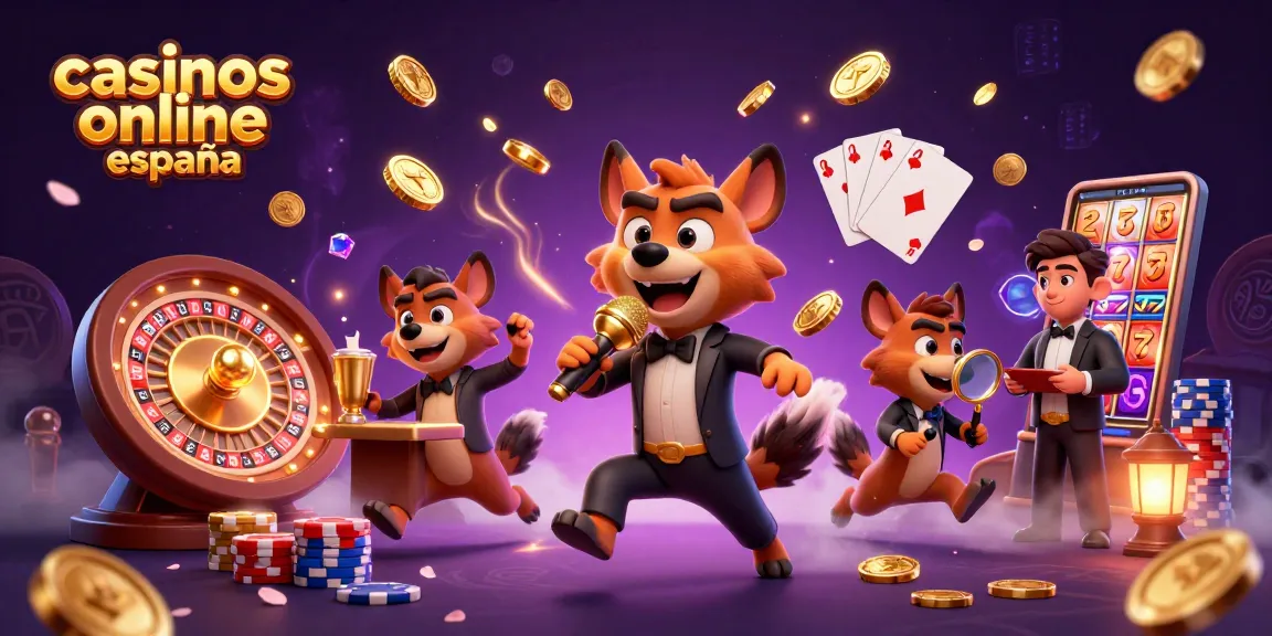 Disfruta de los mejores casinos online en España con una divertida escena donde hiena bromea en un club de casino.