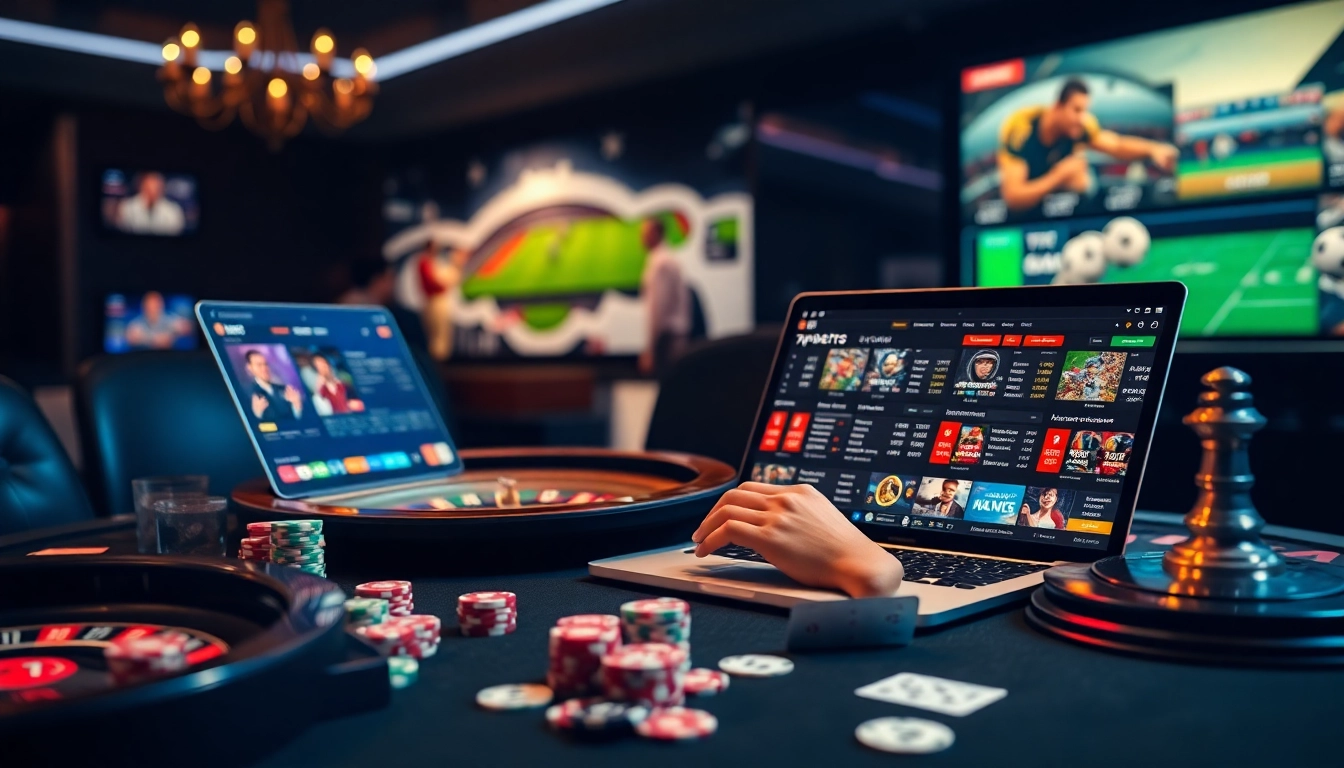 Engaging with the 7upbet online gambling interface on a stylish casino table, showcasing excitement and professional betting.