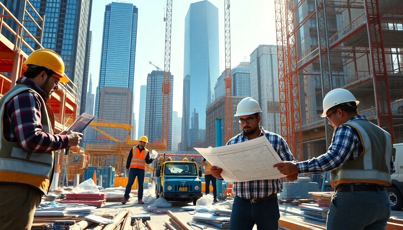Showcase the Manhattan Commercial General Contractor working on a dynamic construction site in Manhattan.