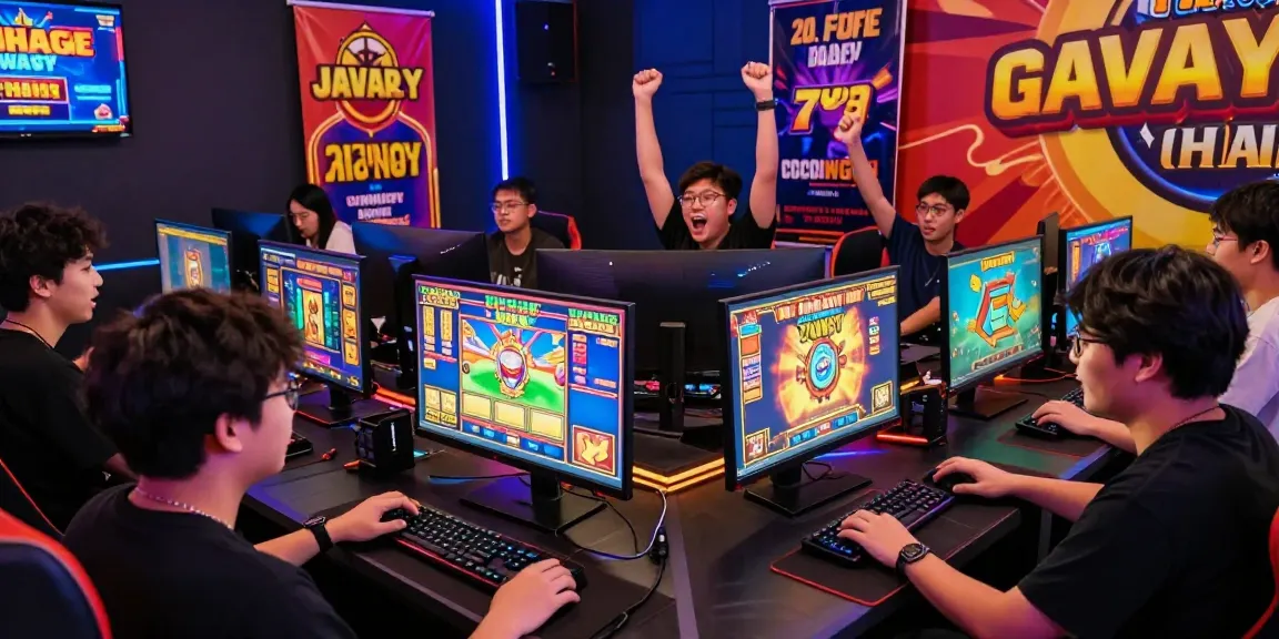Excited players enjoying slot gacor games in a vibrant online casino atmosphere.