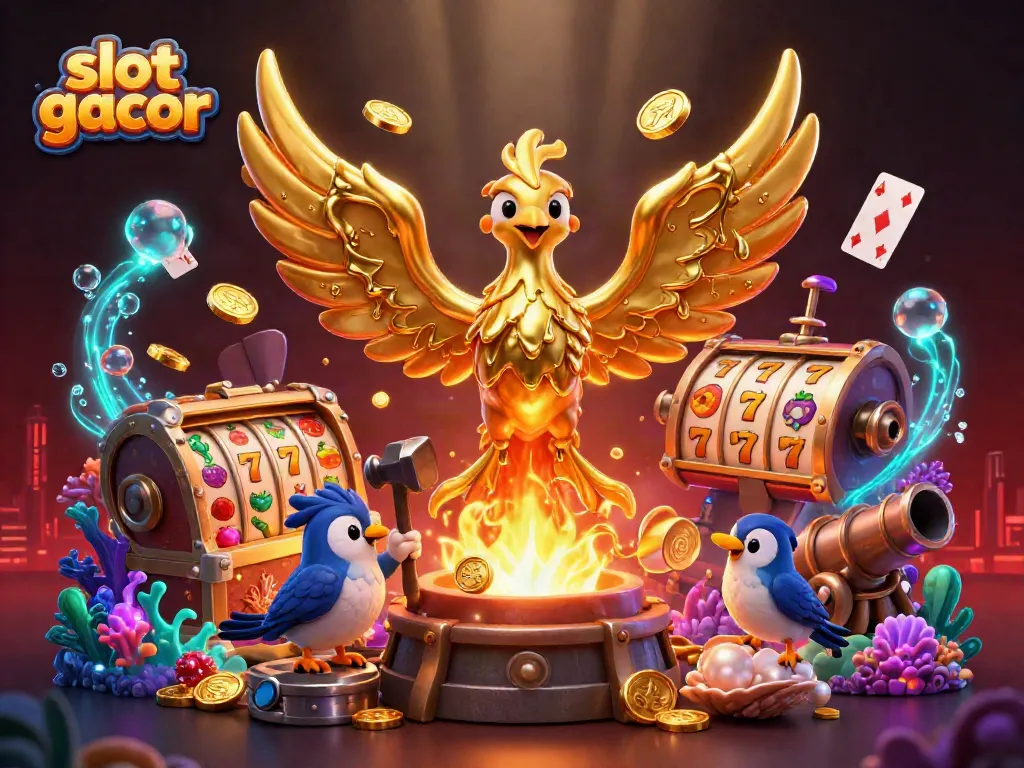 Experience thrilling slot gacor action with a dynamic golden phoenix and vibrant casino elements.