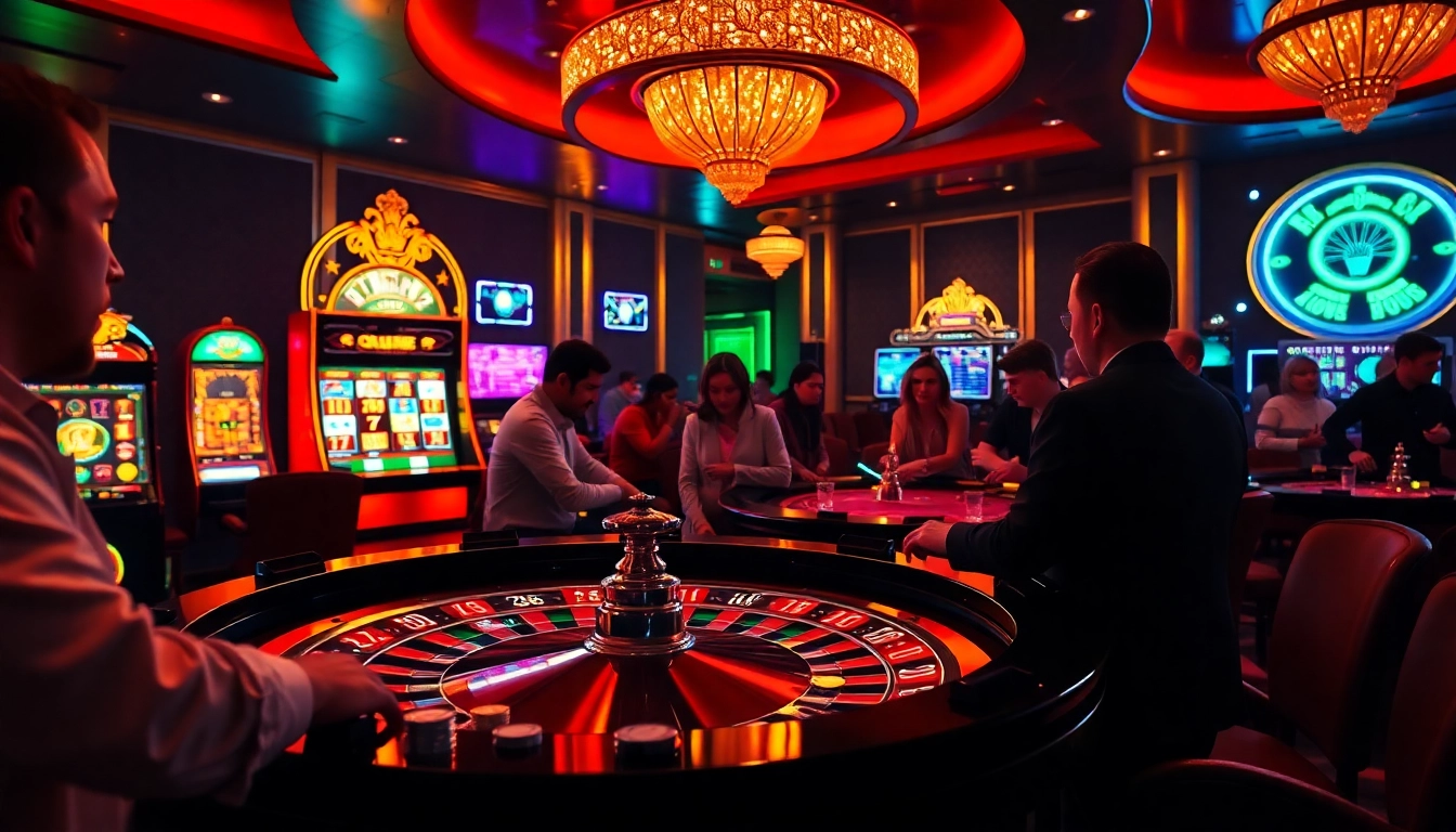 Players enjoying roulette and slots at a luxury casino while referencing the hidden wiki for strategies.