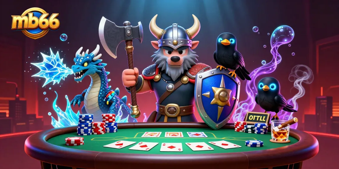 Engage with mb66 in an exciting poker showdown featuring Viking warriors and mythical creatures.