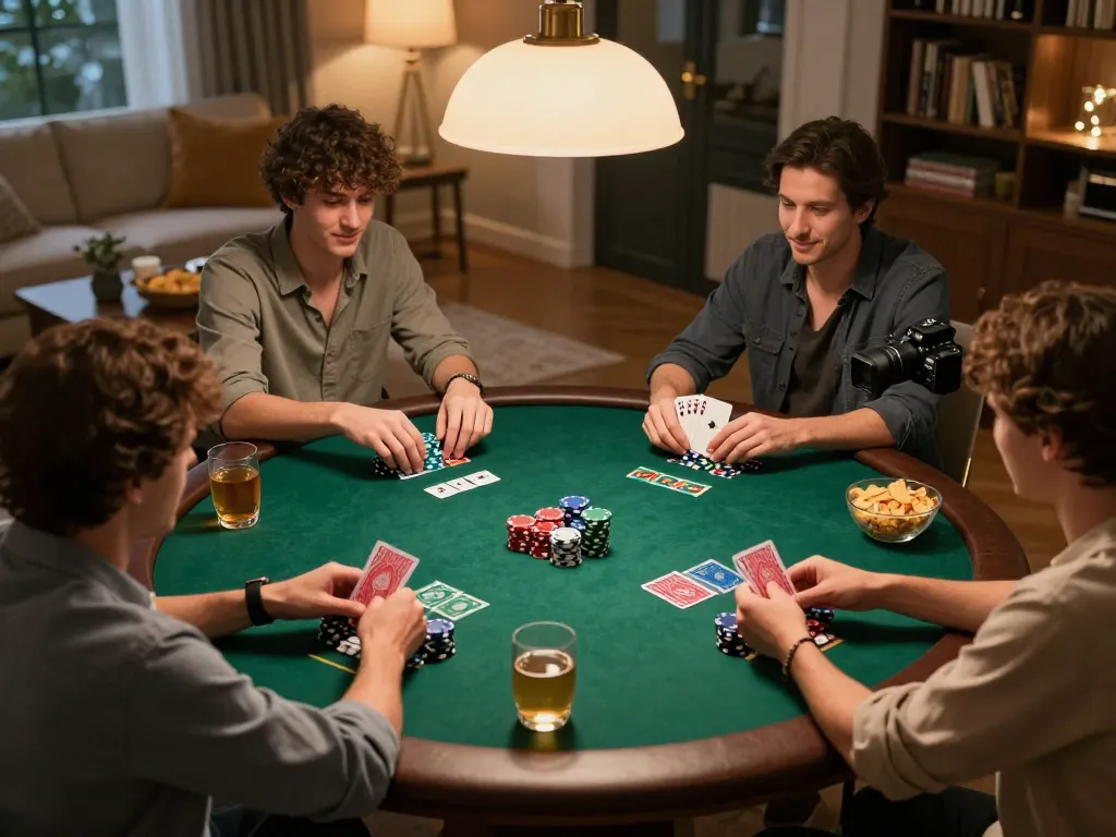 Malam permainan poker Paris888 dengan teman-teman menikmati strategi dan kebersamaan di rumah.