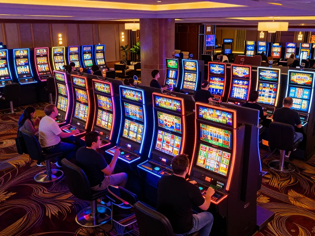 Engaging slot gacor gampang menang gaming experience at a vibrant casino slot machine area