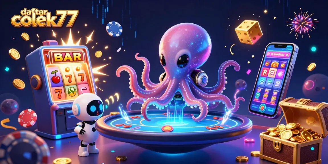 Engage in thrilling gameplay with daftar colek77 at this vibrant, alien-themed casino scene.