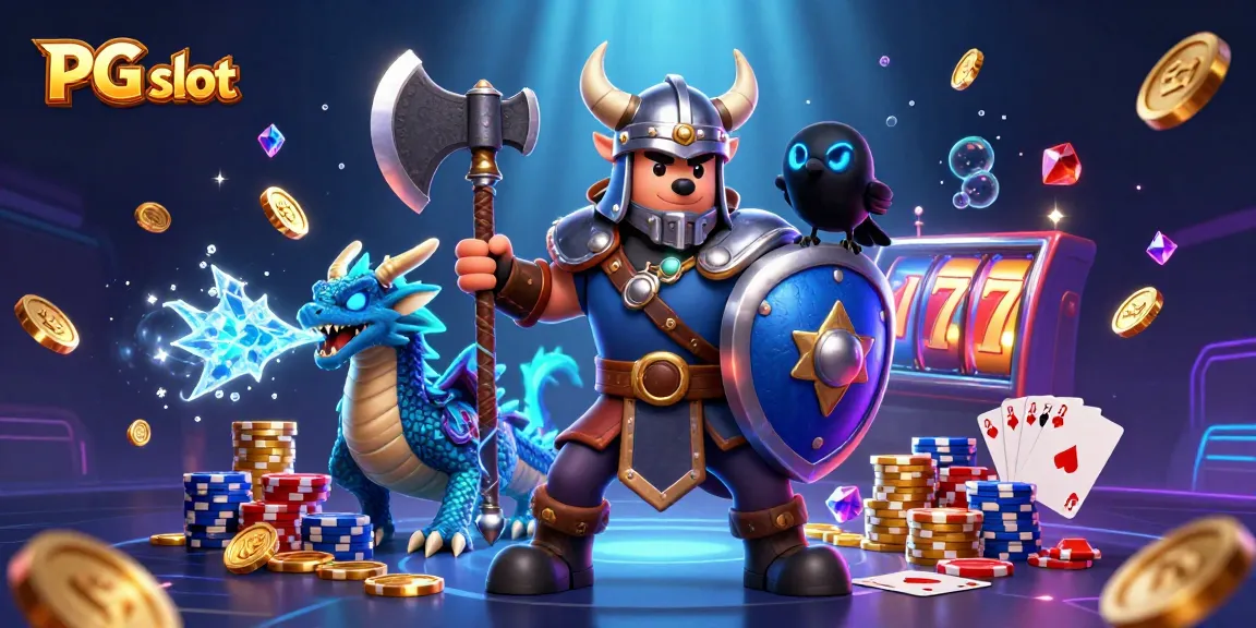 Spin the reels with PG slot featuring a Viking warrior, dragon, and gems.