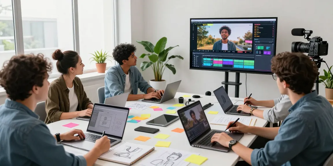 Creative professionals utilizing Seedance 2.0 for collaborative video production in a modern studio