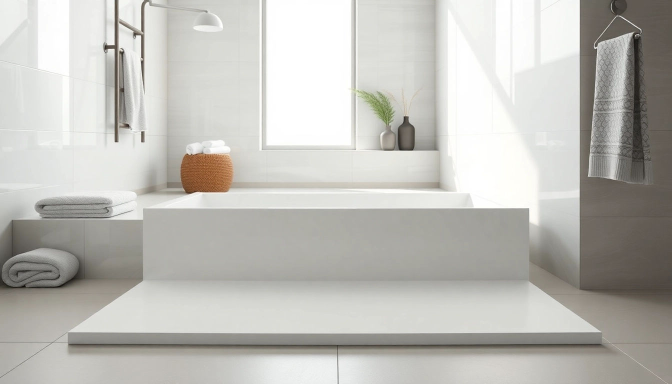 Explore a modern shower base in a stylish bathroom with sleek, polished features.