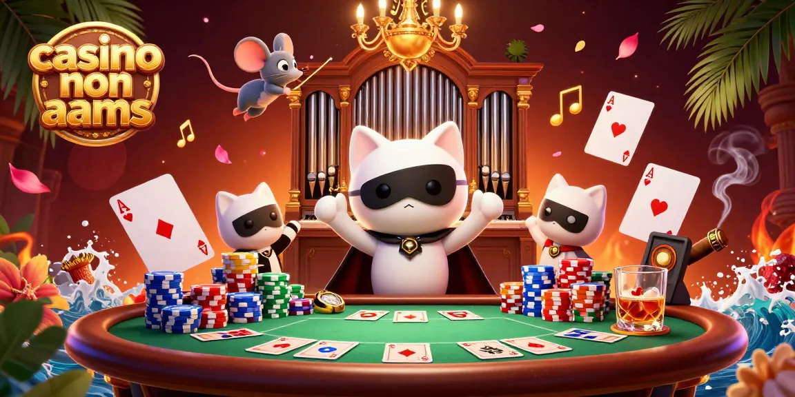 Giocando in un casino non AAMS con un gatto in maschera davanti a un organo e un topo acrobata.