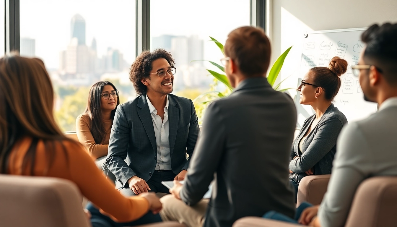 Empowered business coach San Diego guiding entrepreneurs in a modern office setting.