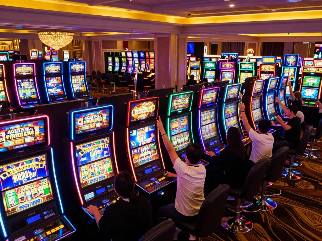 Engaging scene at slot thailand showcasing players enjoying vibrant slot machines.