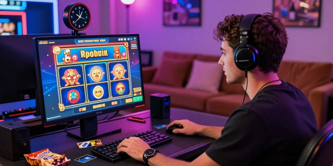 The vibrant online casino experience at https://bhma.org.uk features a player enjoying colorful slots with credit cards at a modern gaming setup.