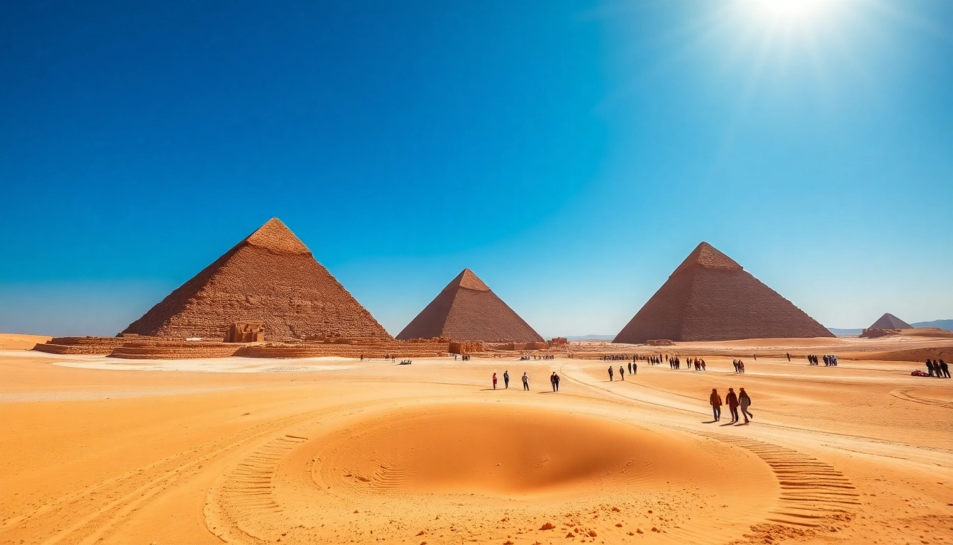 Visit the pyraminds of Giza showcasing ancient architecture and cultural heritage.