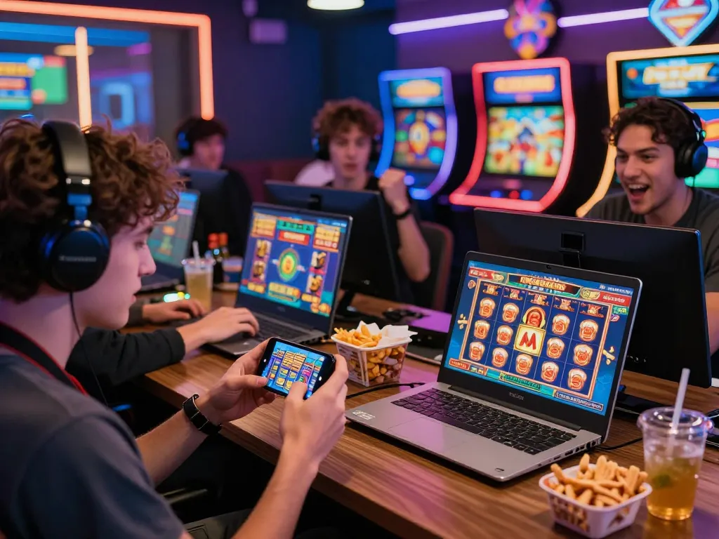 Players enjoying dynamic slot bet 200 gaming session with vibrant graphics and lively atmosphere at an online casino.