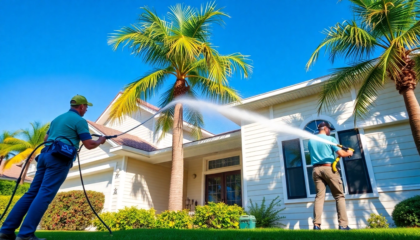 Soft wash service rejuvenating a home exterior in Kissimmee, FL.