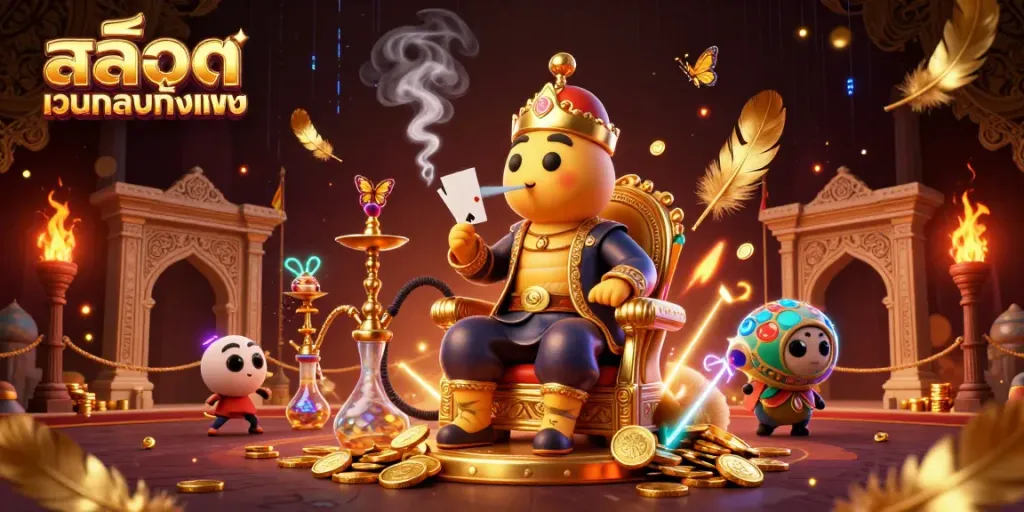 Spin the reels with สล็อตเว็บตรงทั้งหมด, showcasing a vibrant casino scene filled with gold coins and dynamic symbols.