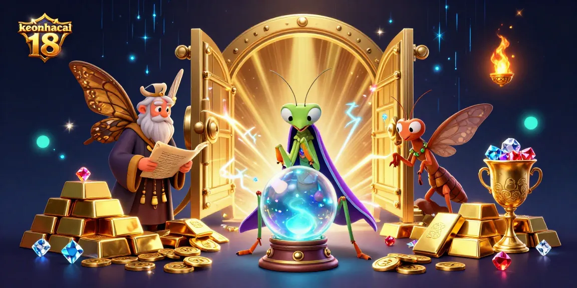 Engage with keonhacai 18's mystical gambling scene featuring cartoonish fortune tellers and oracles.