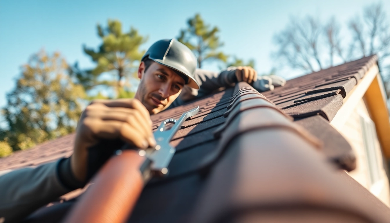 Expert in roof repair showcasing detailed work on a residential property.